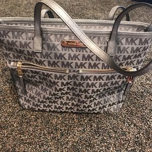Gunmetal/silver Michael Kors shopper tote
